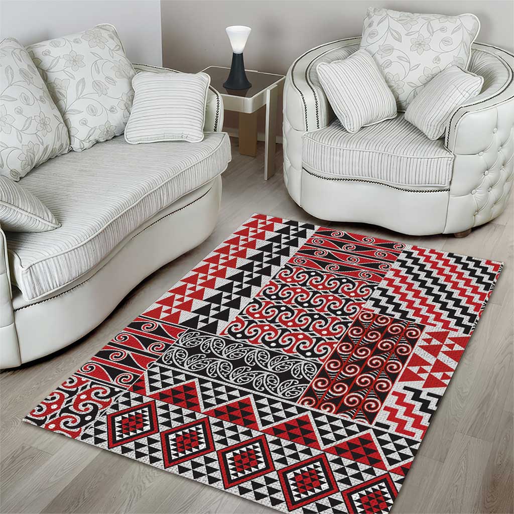 Aotearoa Kowhaiwhai Taniko Patchwork Motifs Area Rug LT9 - Polynesian Pride