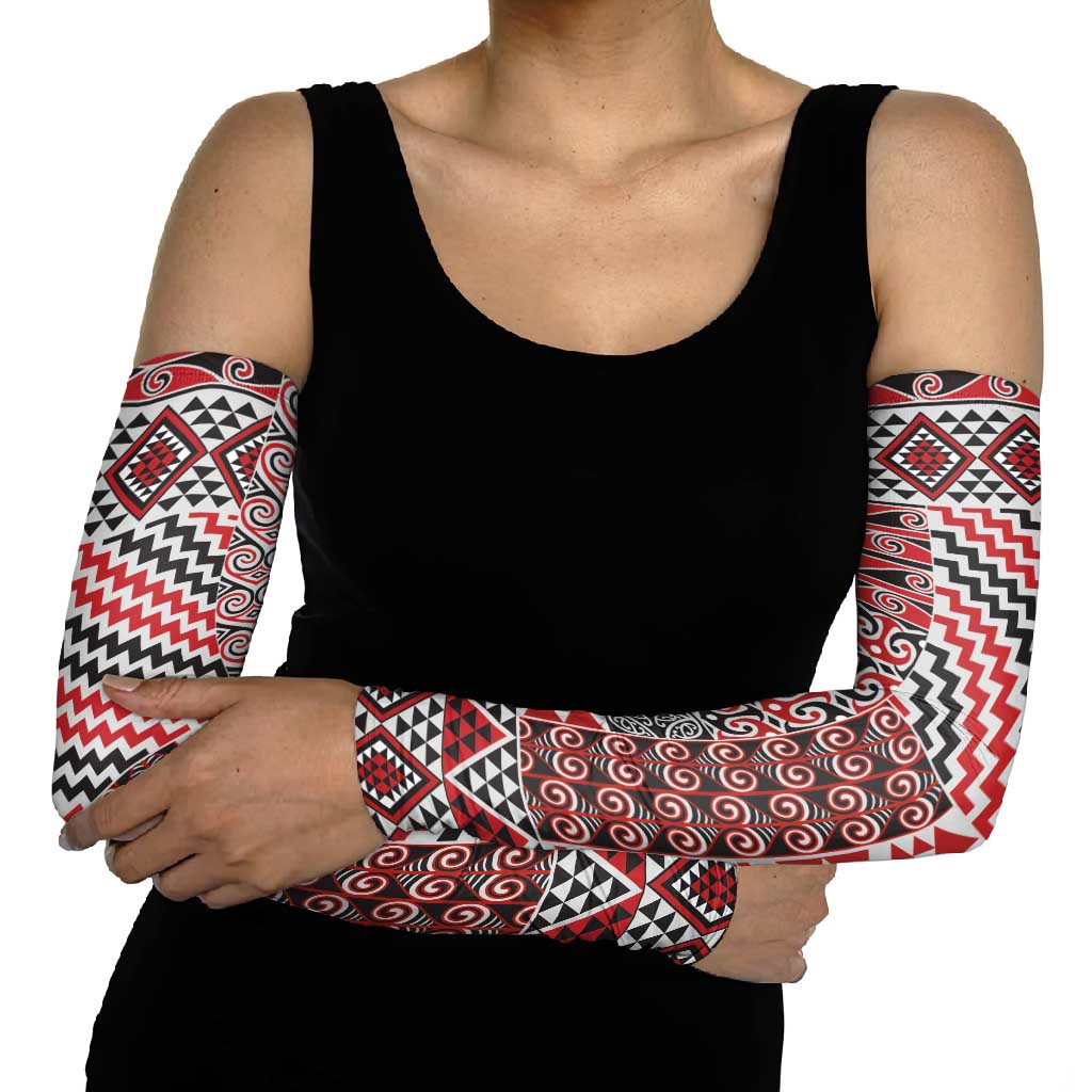 Aotearoa Kowhaiwhai Taniko Patchwork Motifs Arm Sleeves LT9 - Polynesian Pride
