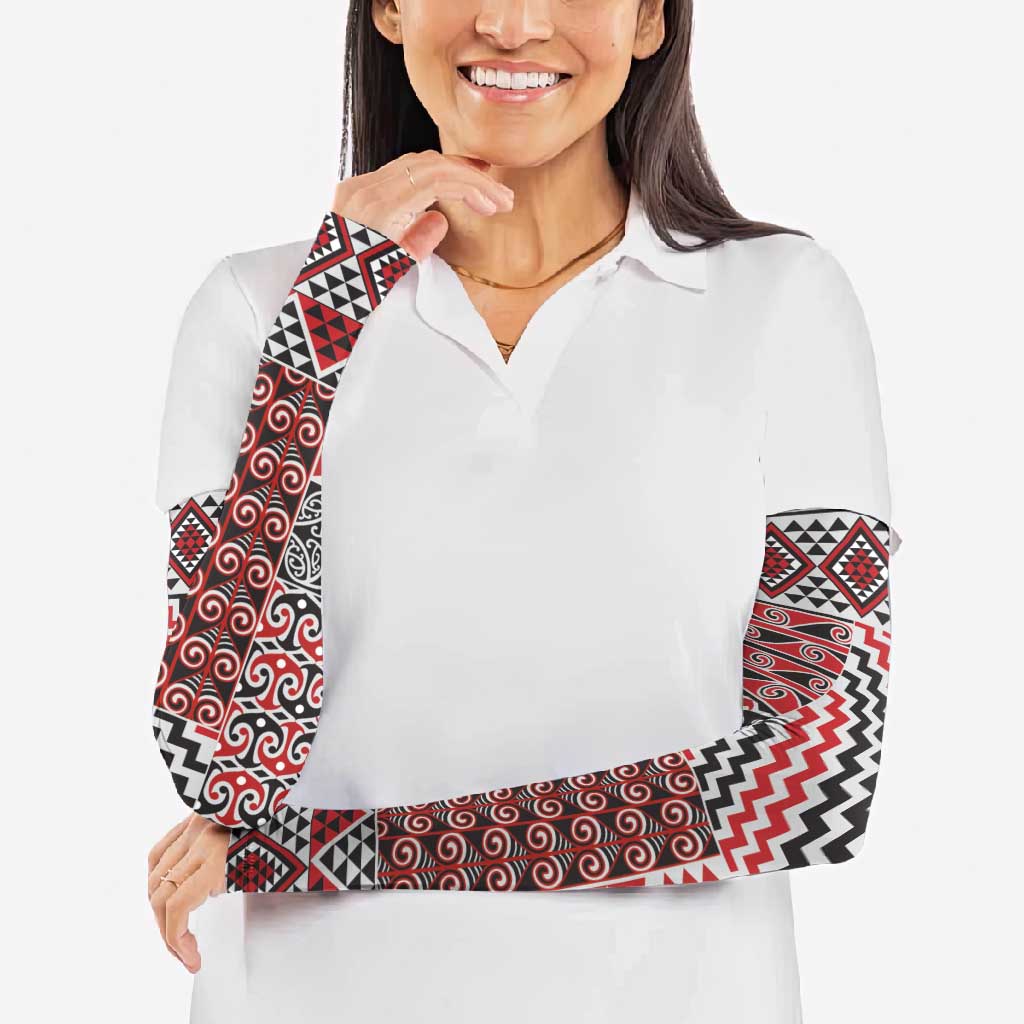 Aotearoa Kowhaiwhai Taniko Patchwork Motifs Arm Sleeves LT9 - Polynesian Pride