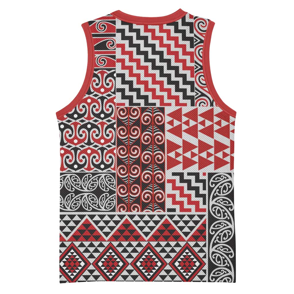 Aotearoa Kowhaiwhai Taniko Patchwork Motifs Basketball Jersey LT9 - Polynesian Pride