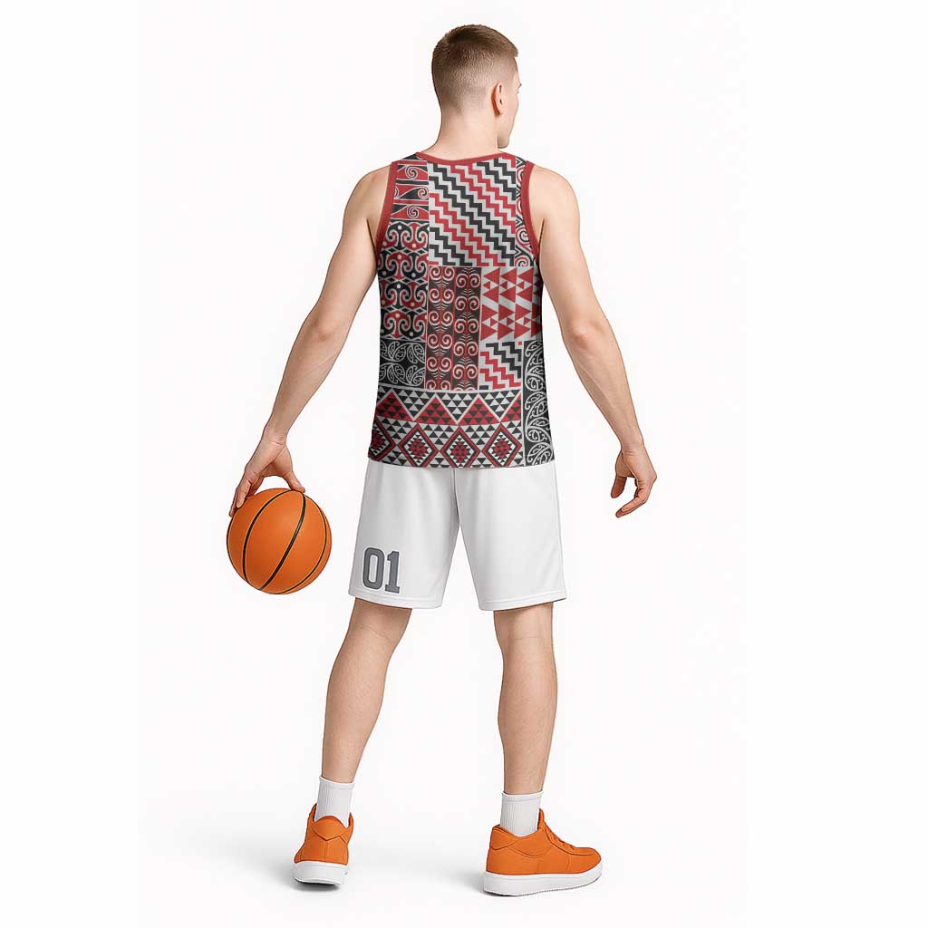 Aotearoa Kowhaiwhai Taniko Patchwork Motifs Basketball Jersey LT9 - Polynesian Pride
