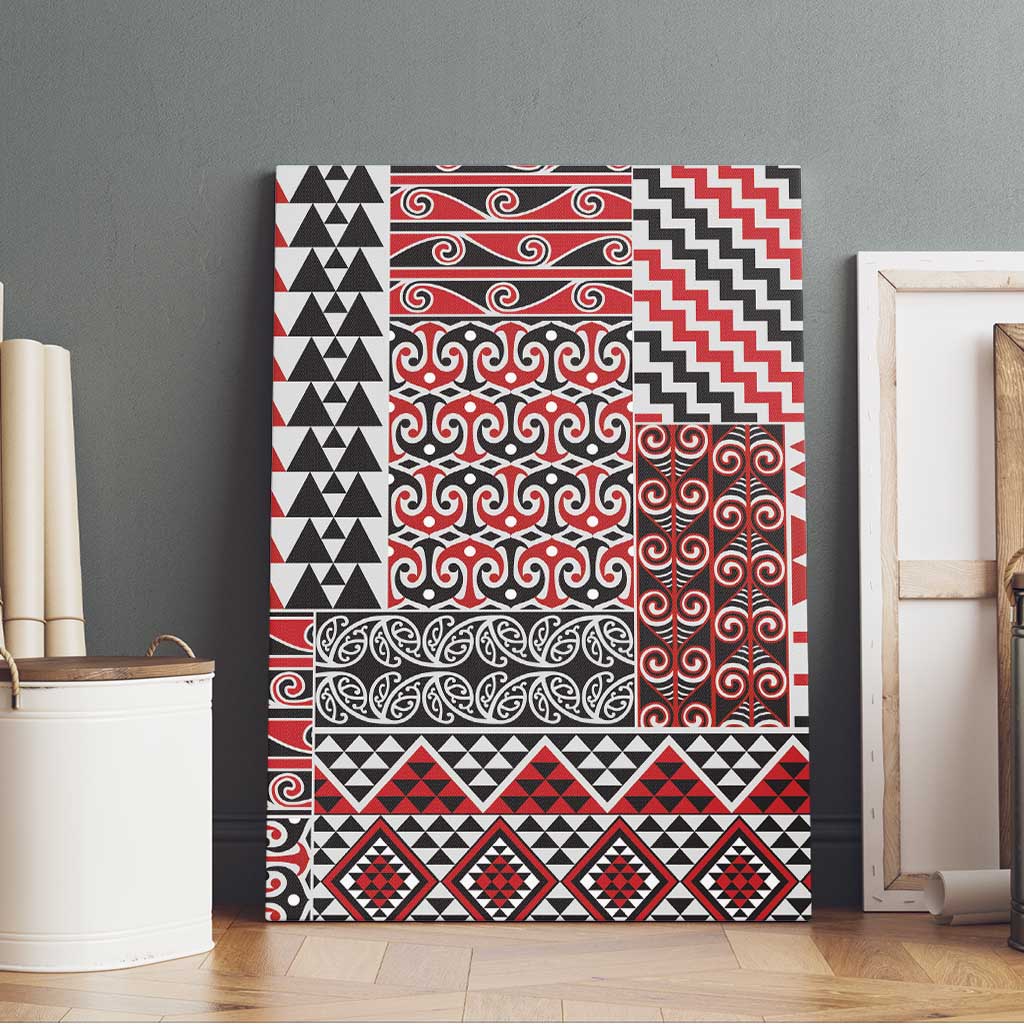 Aotearoa Kowhaiwhai Taniko Patchwork Motifs Canvas Wall Art LT9 - Polynesian Pride