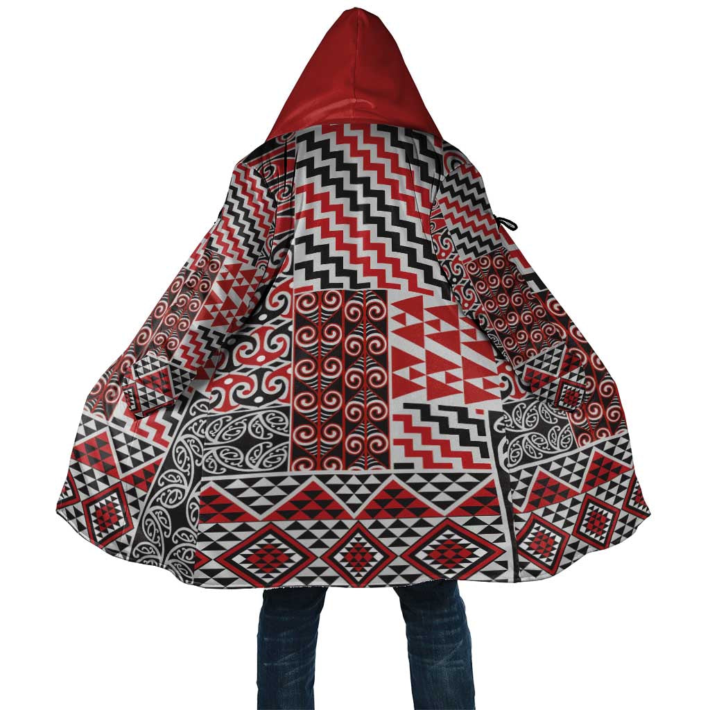 Aotearoa Kowhaiwhai Taniko Patchwork Motifs Cloak LT9 Unisex Red - Polynesian Pride