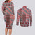 Aotearoa Kowhaiwhai Taniko Patchwork Motifs Couples Matching Long Sleeve Bodycon Dress and Long Sleeve Button Shirt