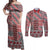 Aotearoa Kowhaiwhai Taniko Patchwork Motifs Couples Matching Off Shoulder Maxi Dress and Long Sleeve Button Shirt