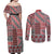 Aotearoa Kowhaiwhai Taniko Patchwork Motifs Couples Matching Off Shoulder Maxi Dress and Long Sleeve Button Shirt