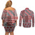 Aotearoa Kowhaiwhai Taniko Patchwork Motifs Couples Matching Off Shoulder Short Dress and Long Sleeve Button Shirt