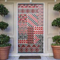 Aotearoa Kowhaiwhai Taniko Patchwork Motifs Door Cover LT9 Red - Polynesian Pride