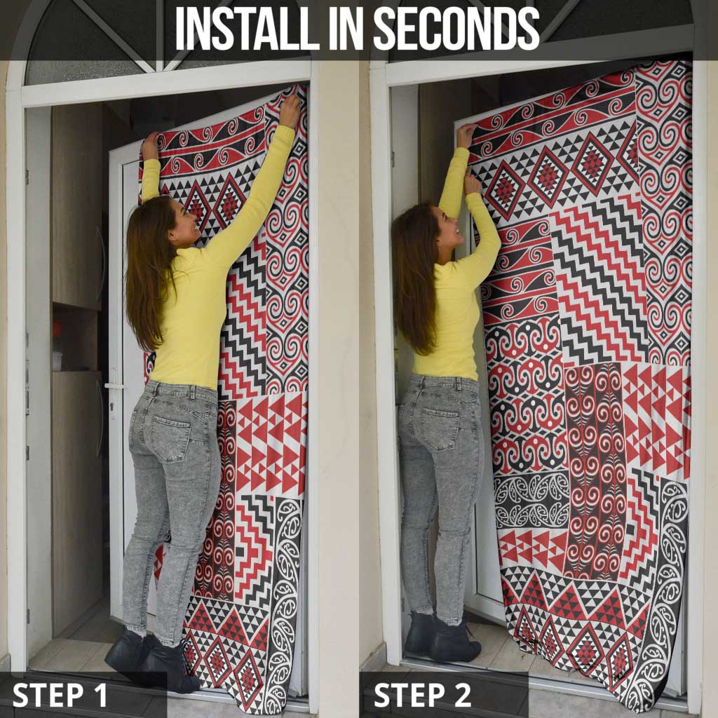 Aotearoa Kowhaiwhai Taniko Patchwork Motifs Door Cover LT9 - Polynesian Pride