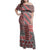 Aotearoa Kowhaiwhai Taniko Patchwork Motifs Family Matching Off Shoulder Maxi Dress and Hawaiian Shirt