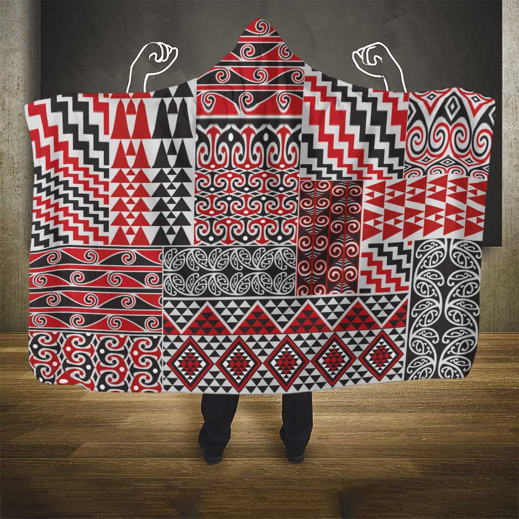 Aotearoa Kowhaiwhai Taniko Patchwork Motifs Hooded Blanket LT9 - Polynesian Pride