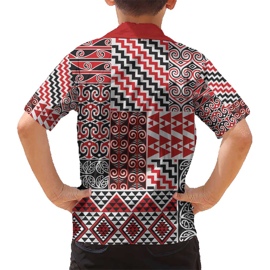 Aotearoa Kowhaiwhai Taniko Patchwork Motifs Kid Hawaiian Shirt LT9 - Polynesian Pride