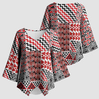 Aotearoa Kowhaiwhai Taniko Patchwork Motifs Kimono Sleeve Blouse LT9 - Polynesian Pride