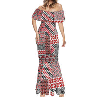 Aotearoa Kowhaiwhai Taniko Patchwork Motifs Mermaid Dress LT9 - Polynesian Pride