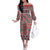 Aotearoa Kowhaiwhai Taniko Patchwork Motifs Off The Shoulder Long Sleeve Dress