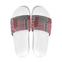 Aotearoa Kowhaiwhai Taniko Patchwork Motifs Slide Sandals LT9 Red - Polynesian Pride
