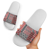 Aotearoa Kowhaiwhai Taniko Patchwork Motifs Slide Sandals LT9 - Polynesian Pride