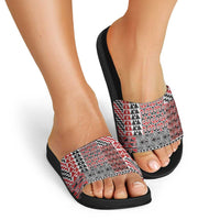 Aotearoa Kowhaiwhai Taniko Patchwork Motifs Slide Sandals LT9 - Polynesian Pride