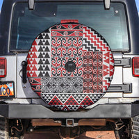 Aotearoa Kowhaiwhai Taniko Patchwork Motifs Spare Tire Cover LT9 Red - Polynesian Pride
