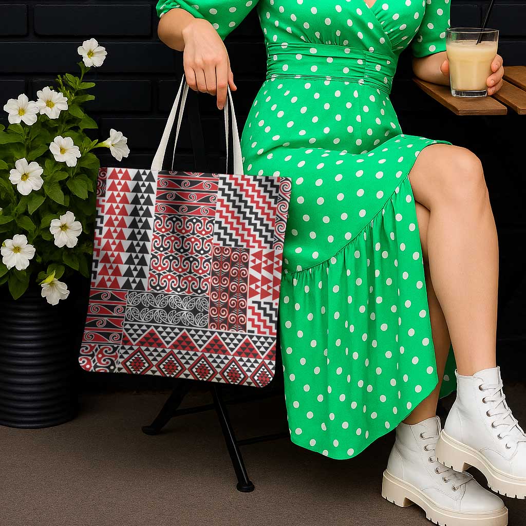 Aotearoa Kowhaiwhai Taniko Patchwork Motifs Tote Bag LT9 - Polynesian Pride