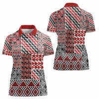 Aotearoa Kowhaiwhai Taniko Patchwork Motifs Women Polo Shirt LT9 - Polynesian Pride