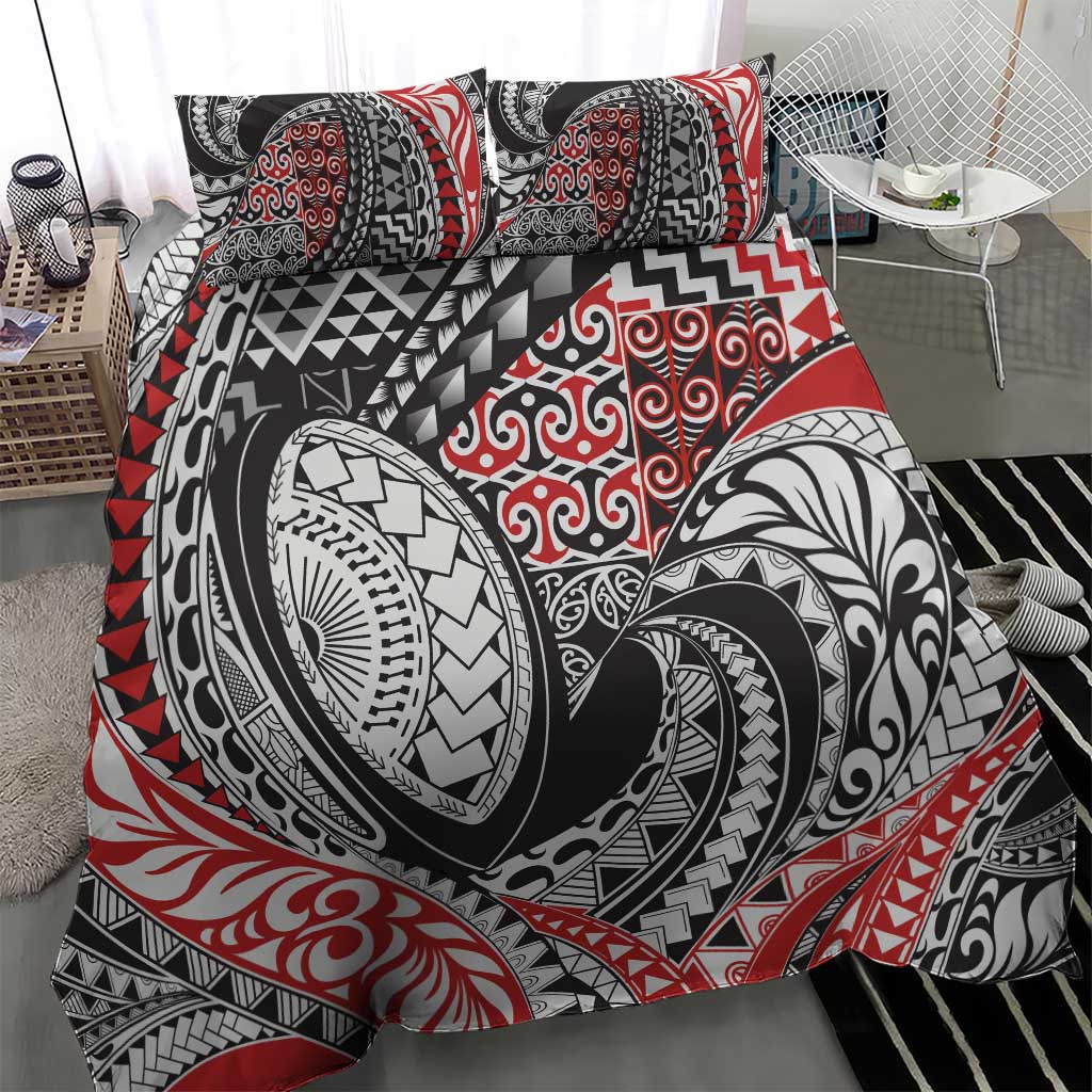 Aotearoa Maori Rugby Tribal Tattoo Bedding Set Kowhaiwhai Taniko Patchwork Motifs LT9 - Polynesian Pride
