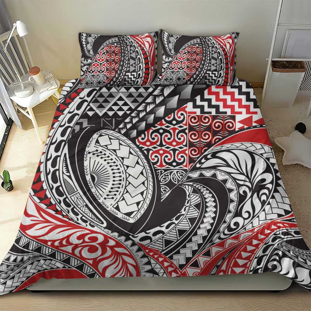 Aotearoa Maori Rugby Tribal Tattoo Bedding Set Kowhaiwhai Taniko Patchwork Motifs LT9 - Polynesian Pride