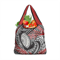 Aotearoa Maori Rugby Tribal Tattoo Grocery Bag Kowhaiwhai Taniko Patchwork Motifs LT9 1-pack One Size Red - Polynesian Pride