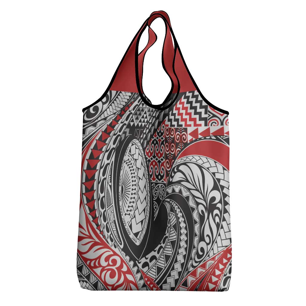 Aotearoa Maori Rugby Tribal Tattoo Grocery Bag Kowhaiwhai Taniko Patchwork Motifs LT9 - Polynesian Pride