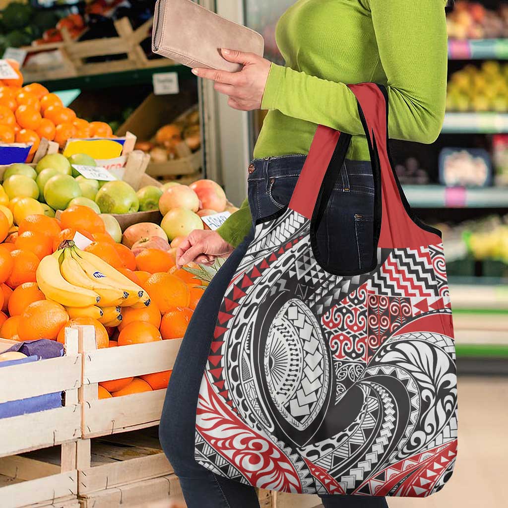 Aotearoa Maori Rugby Tribal Tattoo Grocery Bag Kowhaiwhai Taniko Patchwork Motifs LT9 - Polynesian Pride