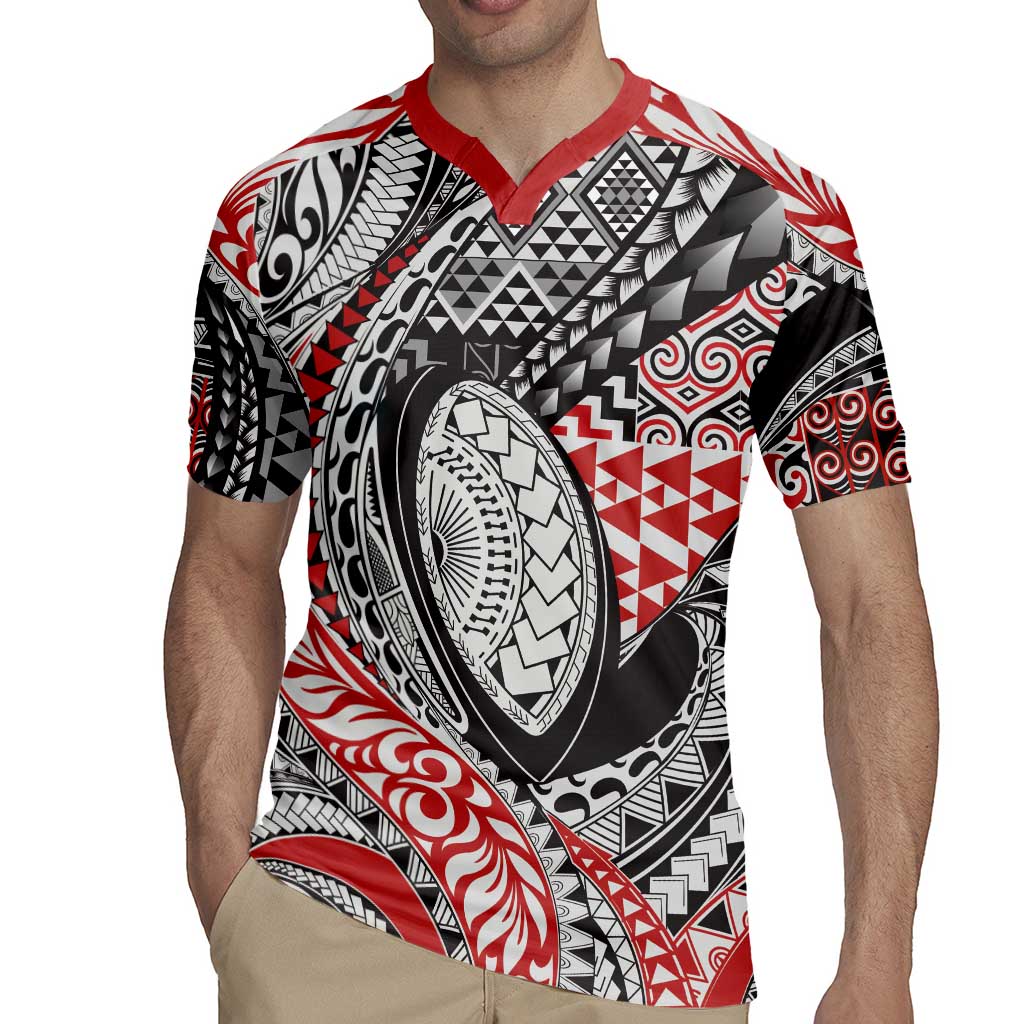 Aotearoa Maori Rugby Tribal Tattoo Rugby Jersey Kowhaiwhai Taniko Patchwork Motifs LT9 - Polynesian Pride