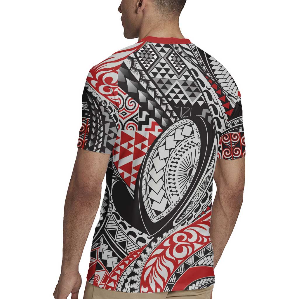 Aotearoa Maori Rugby Tribal Tattoo Rugby Jersey Kowhaiwhai Taniko Patchwork Motifs LT9 - Polynesian Pride