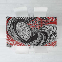 Aotearoa Maori Rugby Tribal Tattoo Tablecloth Kowhaiwhai Taniko Patchwork Motifs LT9 Red - Polynesian Pride