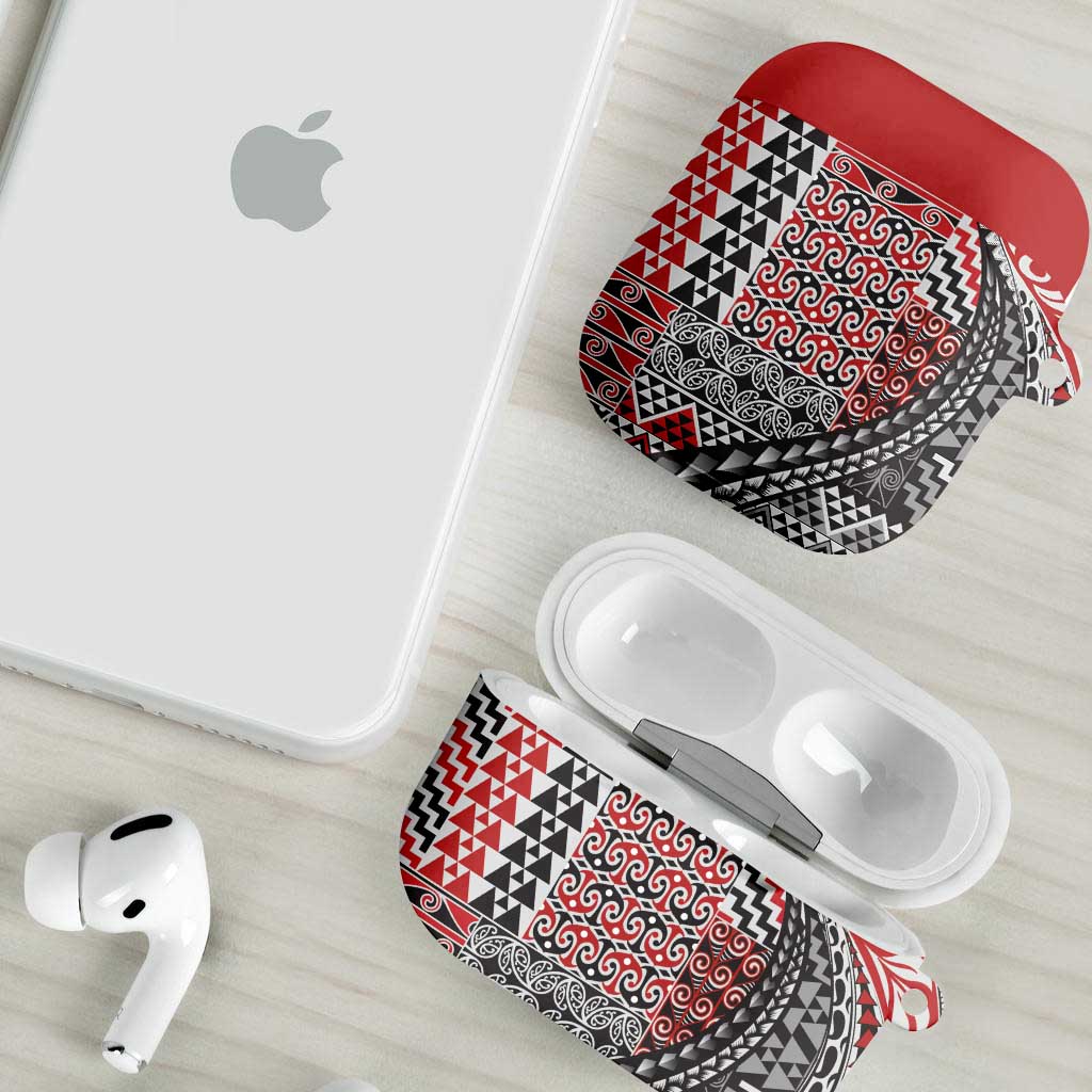 Aotearoa Maori Tribal Tattoo AirPods Case Kowhaiwhai Taniko Patchwork Motifs LT9 - Polynesian Pride