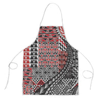 Aotearoa Maori Tribal Tattoo Apron Kowhaiwhai Taniko Patchwork Motifs LT9 Red - Polynesian Pride