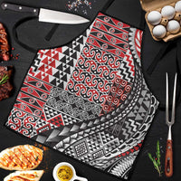 Aotearoa Maori Tribal Tattoo Apron Kowhaiwhai Taniko Patchwork Motifs LT9 Red - Polynesian Pride