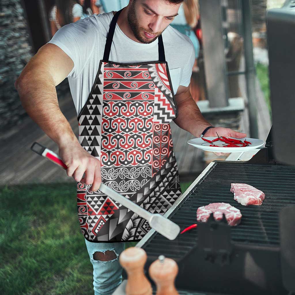 Aotearoa Maori Tribal Tattoo Apron Kowhaiwhai Taniko Patchwork Motifs LT9 - Polynesian Pride