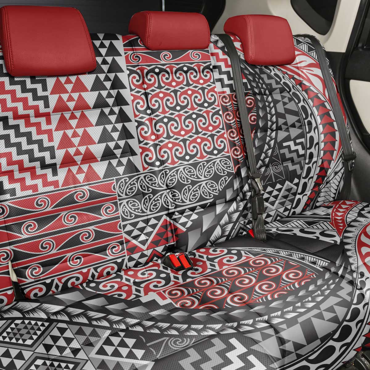 Aotearoa Maori Tribal Tattoo Back Car Seat Cover Kowhaiwhai Taniko Patchwork Motifs LT9 - Polynesian Pride