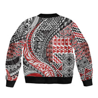 Aotearoa Maori Tribal Tattoo Bomber Jacket Kowhaiwhai Taniko Patchwork Motifs LT9 - Polynesian Pride