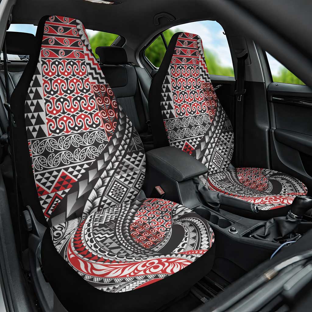 Aotearoa Maori Tribal Tattoo Car Seat Cover Kowhaiwhai Taniko Patchwork Motifs LT9 One Size Red - Polynesian Pride