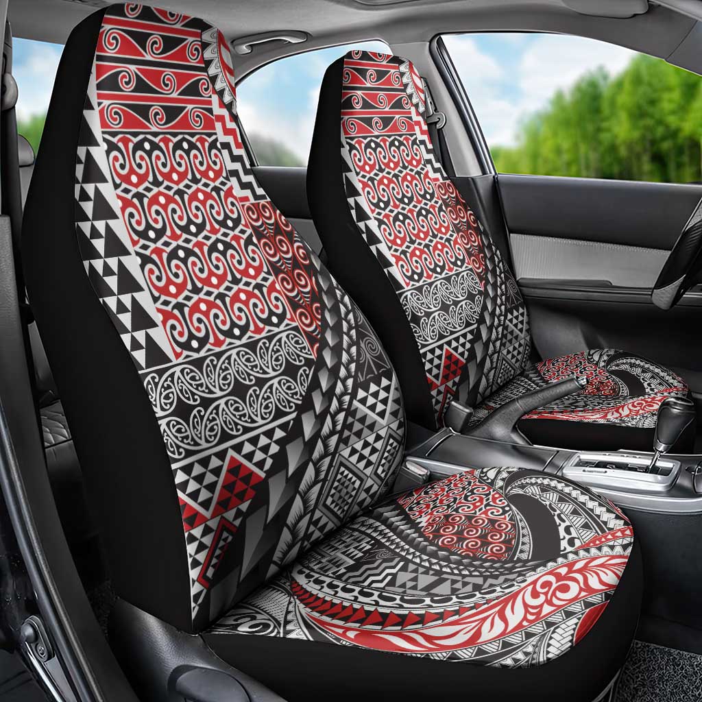 Aotearoa Maori Tribal Tattoo Car Seat Cover Kowhaiwhai Taniko Patchwork Motifs LT9 - Polynesian Pride