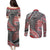 Aotearoa Maori Tribal Tattoo Couples Matching Puletasi and Long Sleeve Button Shirt Kowhaiwhai Taniko Patchwork Motifs