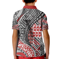 Aotearoa Maori Tribal Tattoo Kid Polo Shirt Kowhaiwhai Taniko Patchwork Motifs LT9 - Polynesian Pride
