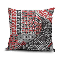 Aotearoa Maori Tribal Tattoo Pillow Cover Kowhaiwhai Taniko Patchwork Motifs LT9 Red - Polynesian Pride