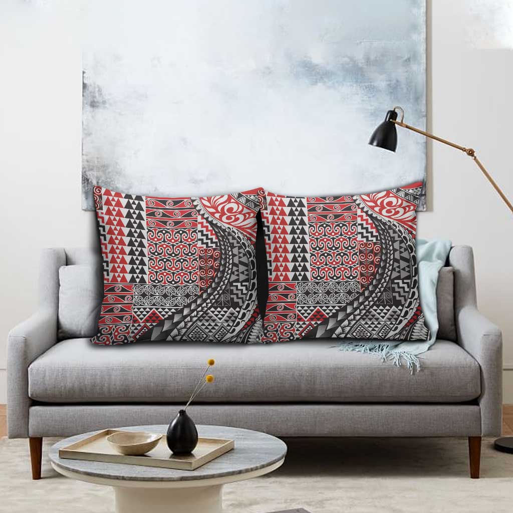 Aotearoa Maori Tribal Tattoo Pillow Cover Kowhaiwhai Taniko Patchwork Motifs LT9 - Polynesian Pride