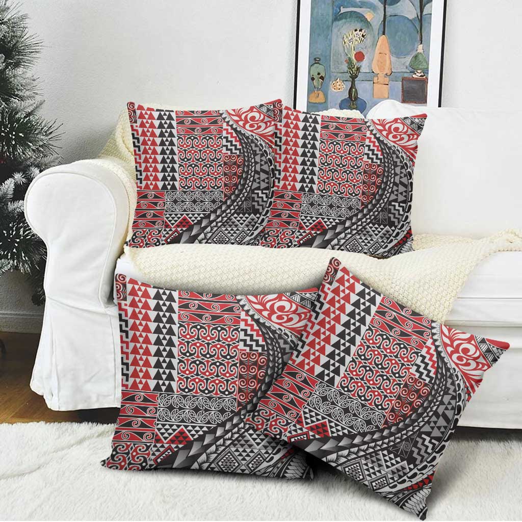 Aotearoa Maori Tribal Tattoo Pillow Cover Kowhaiwhai Taniko Patchwork Motifs LT9 - Polynesian Pride