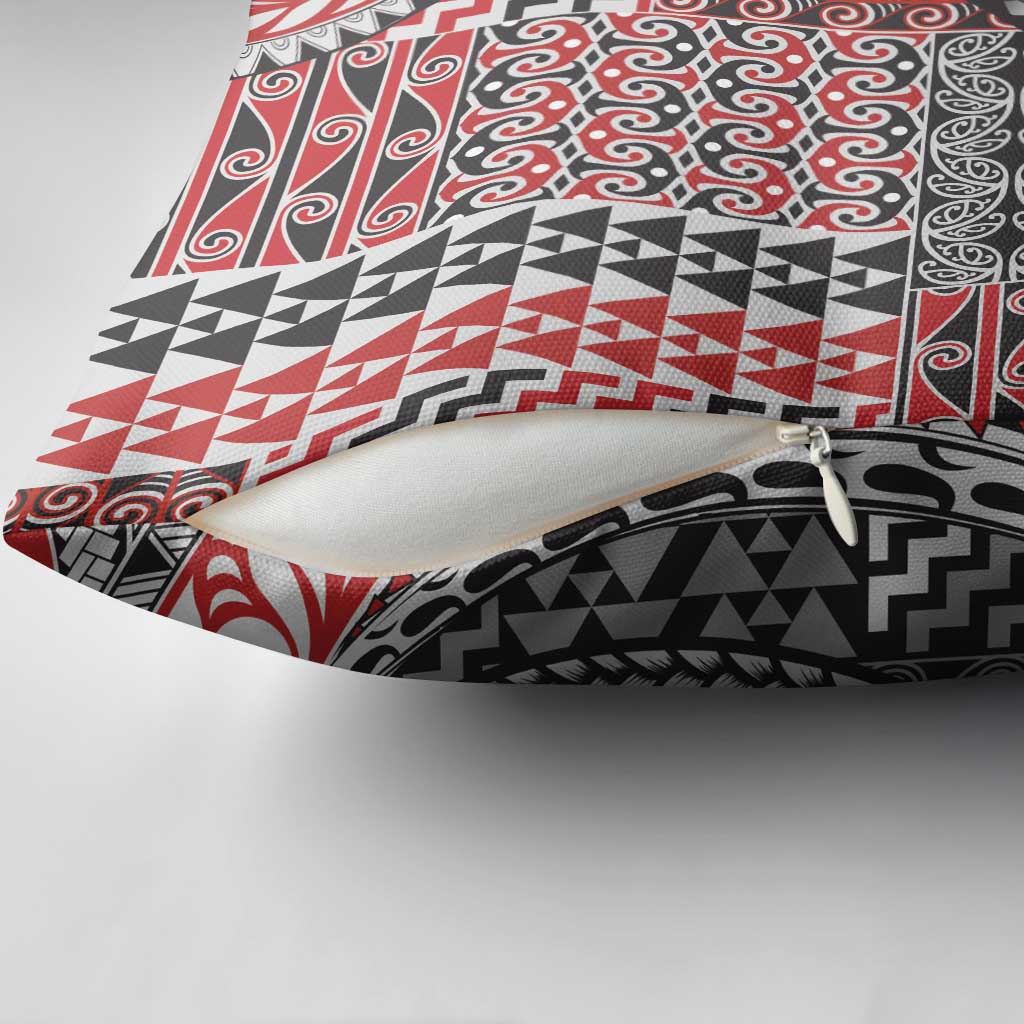 Aotearoa Maori Tribal Tattoo Pillow Cover Kowhaiwhai Taniko Patchwork Motifs LT9 - Polynesian Pride