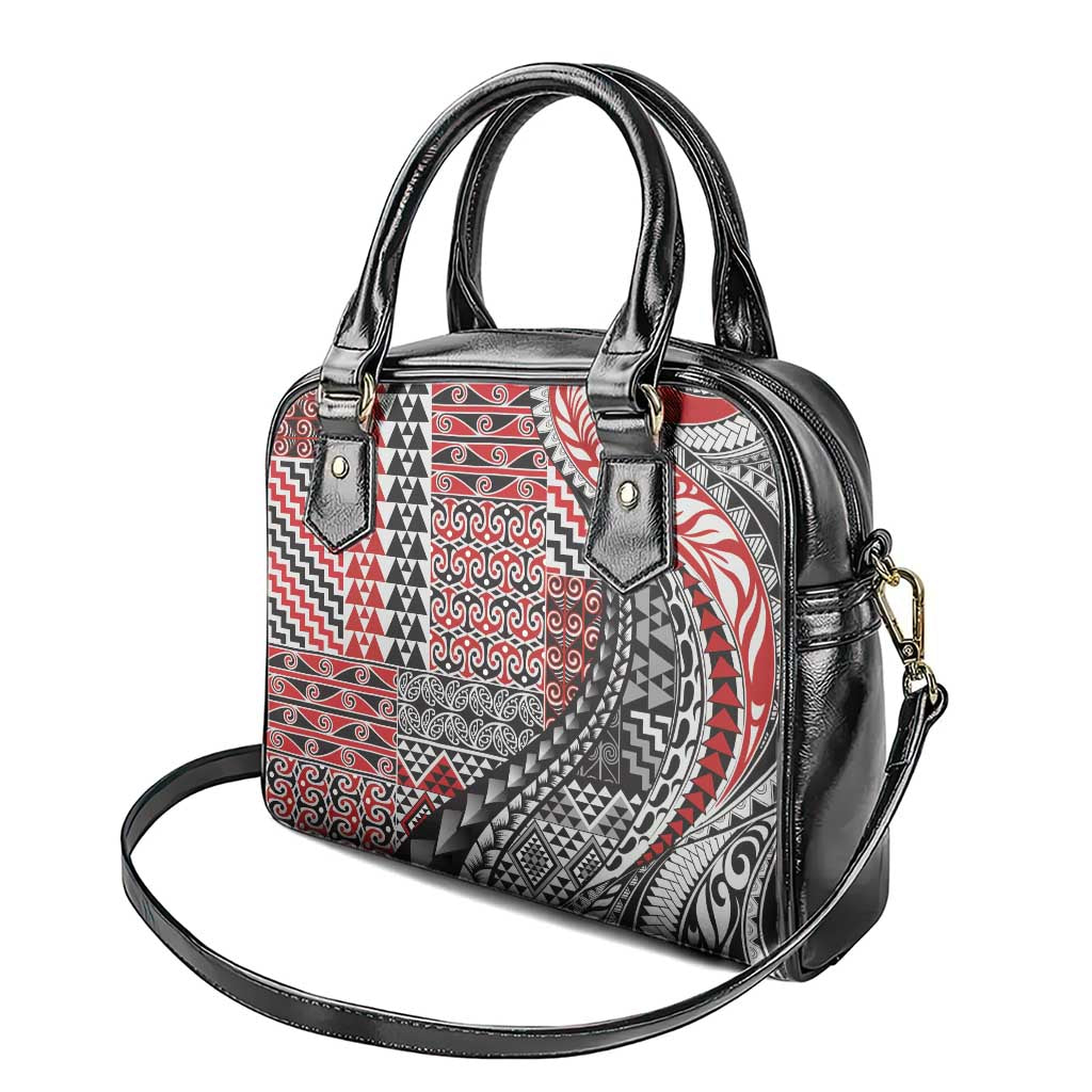 Aotearoa Maori Tribal Tattoo Shoulder Handbag Kowhaiwhai Taniko Patchwork Motifs LT9 - Polynesian Pride