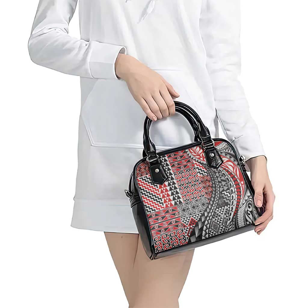 Aotearoa Maori Tribal Tattoo Shoulder Handbag Kowhaiwhai Taniko Patchwork Motifs LT9 - Polynesian Pride