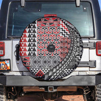 Aotearoa Maori Tribal Tattoo Spare Tire Cover Kowhaiwhai Taniko Patchwork Motifs LT9 Red - Polynesian Pride